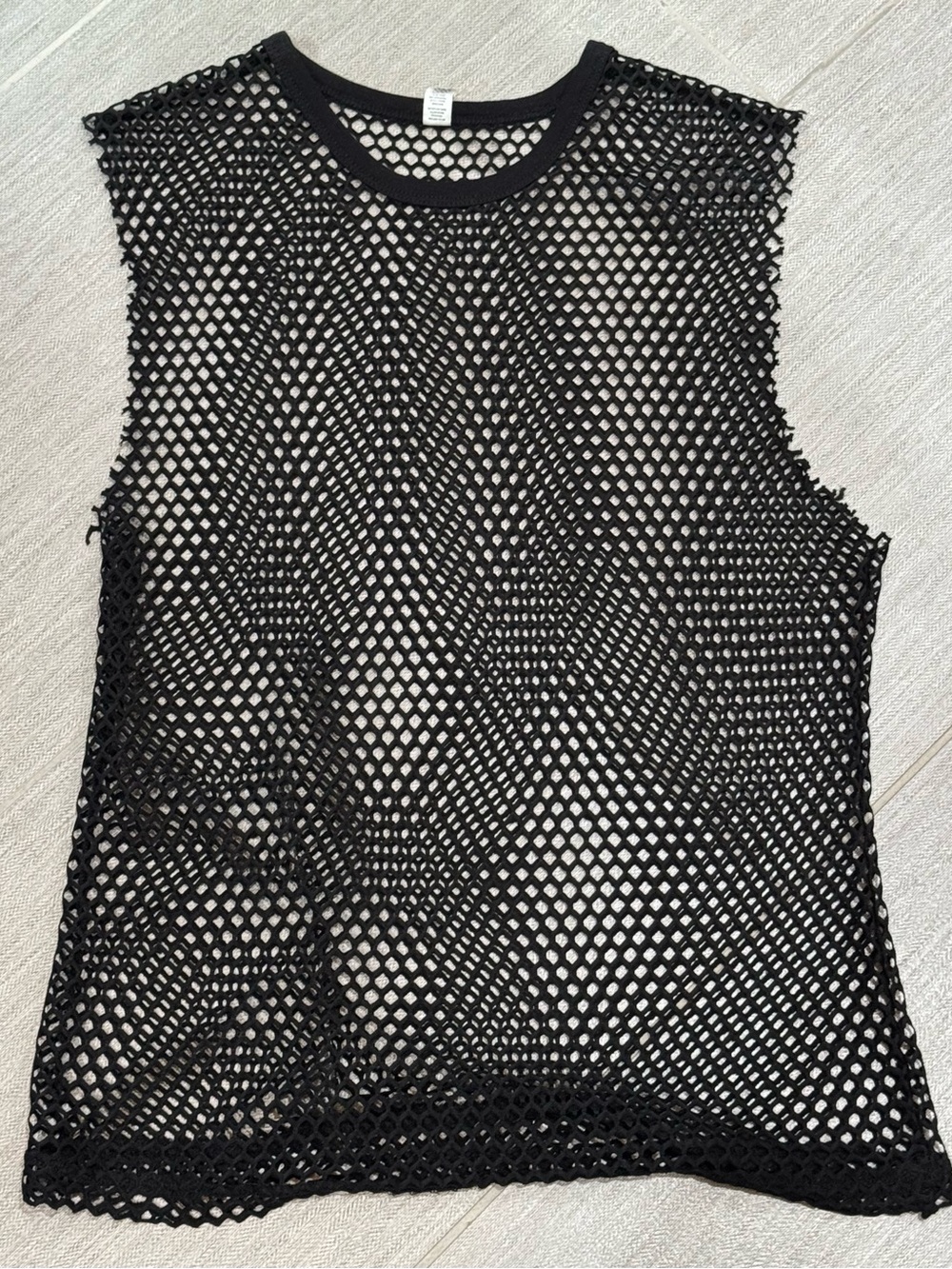 ZYIA Black Open-Knit Mesh Swim Coverup Tank